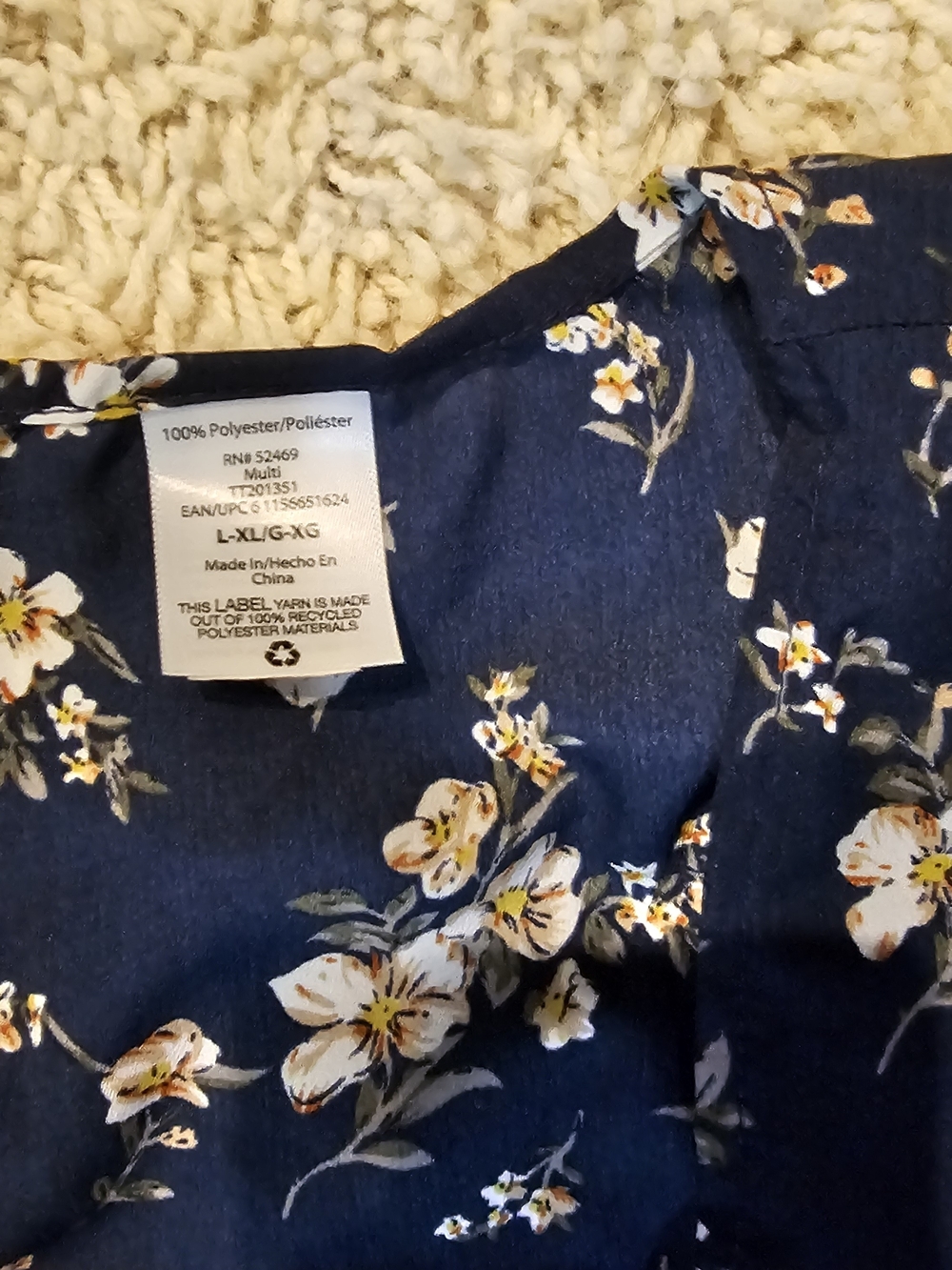 Navy Floral V-Neck Blouse